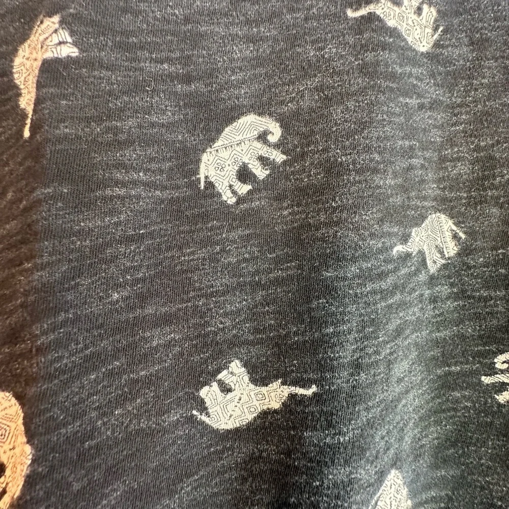 Mudd Charcoal Tee with Elephant Pattern